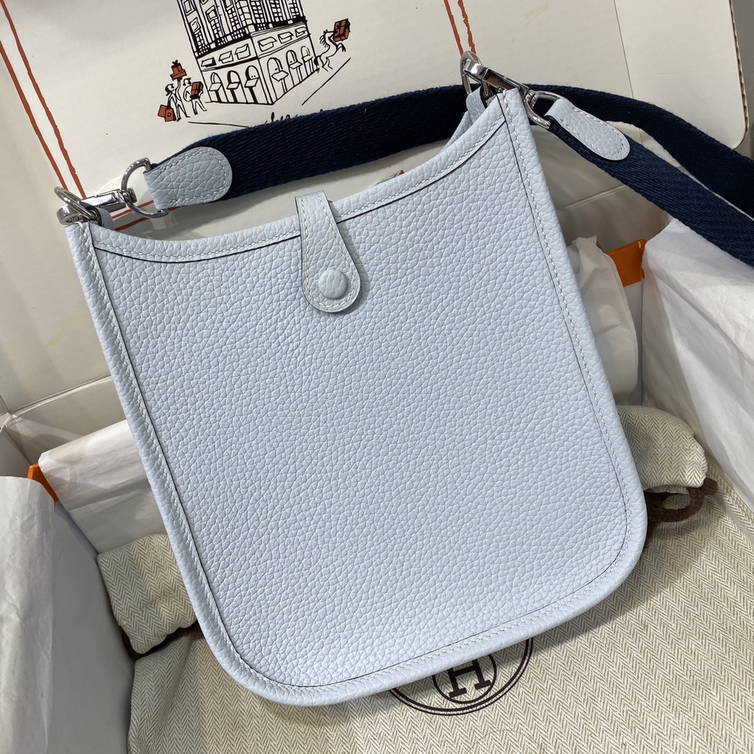 에르메스 미니 에블린16 블루페일 금장